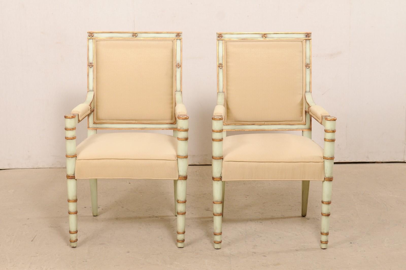 French Pair of Vintage Accent Chairs with Neoclassical Design Influences 6