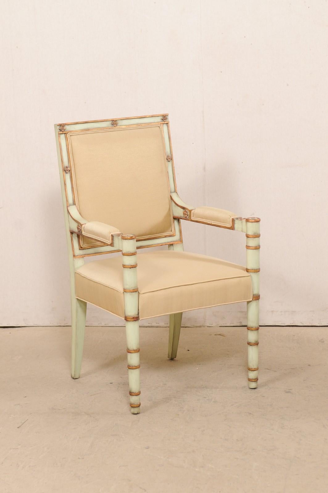 French Pair of Vintage Accent Chairs with Neoclassical Design Influences In Good Condition In Atlanta, GA