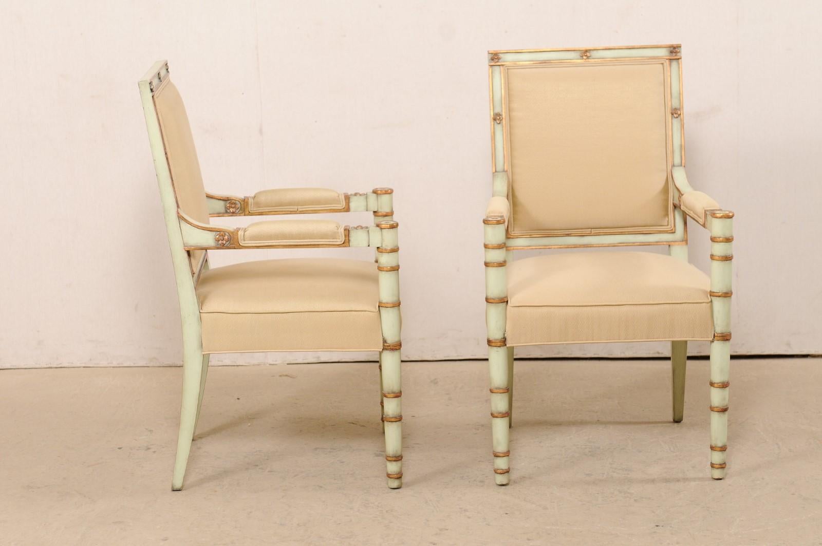 French Pair of Vintage Accent Chairs with Neoclassical Design Influences 1