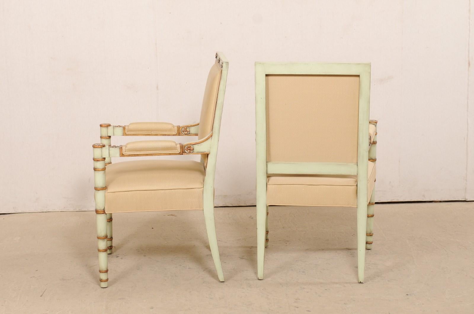 French Pair of Vintage Accent Chairs with Neoclassical Design Influences 4