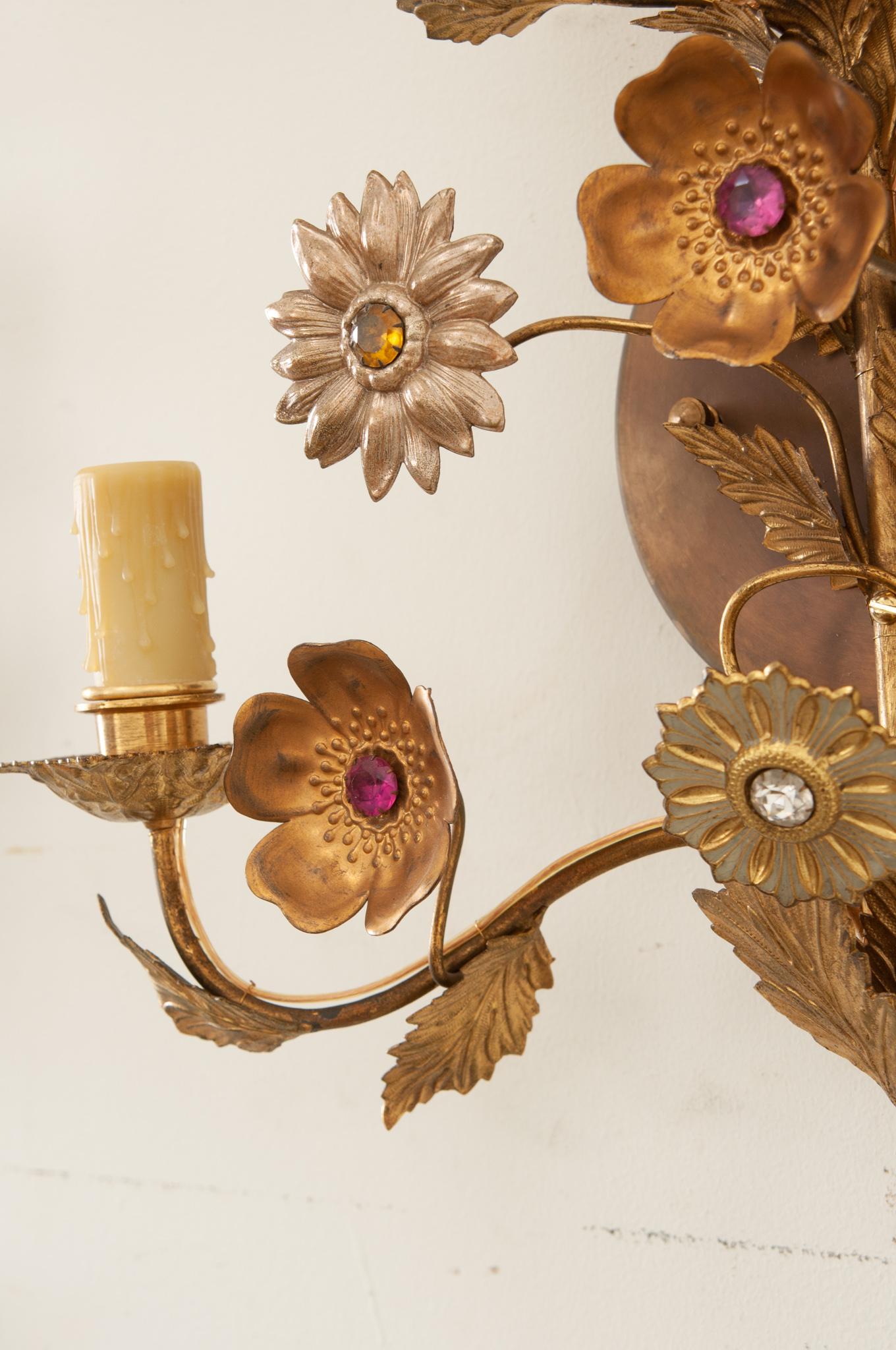 French Pair of Vintage Brass Sconces 4