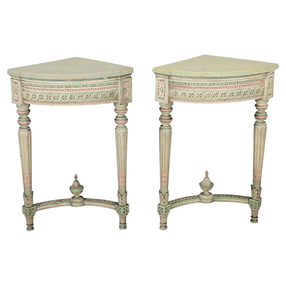 Pareja de Demilunes de Esquina Estilo Luis XVI Vintage Franceses en venta