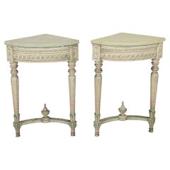 French Pair of Vintage Louis XVI Style Corner Tables