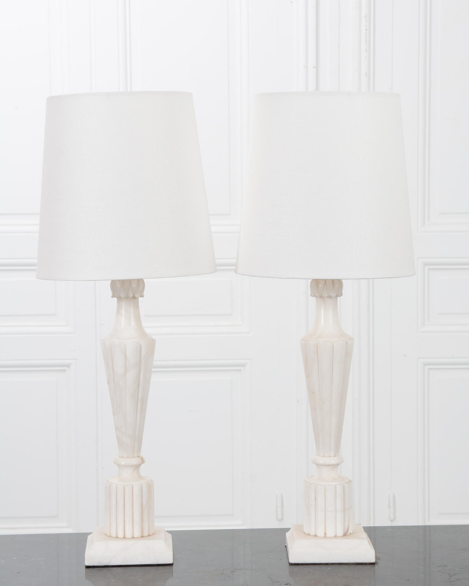 Other French Pair of Vintage Marble Lamps