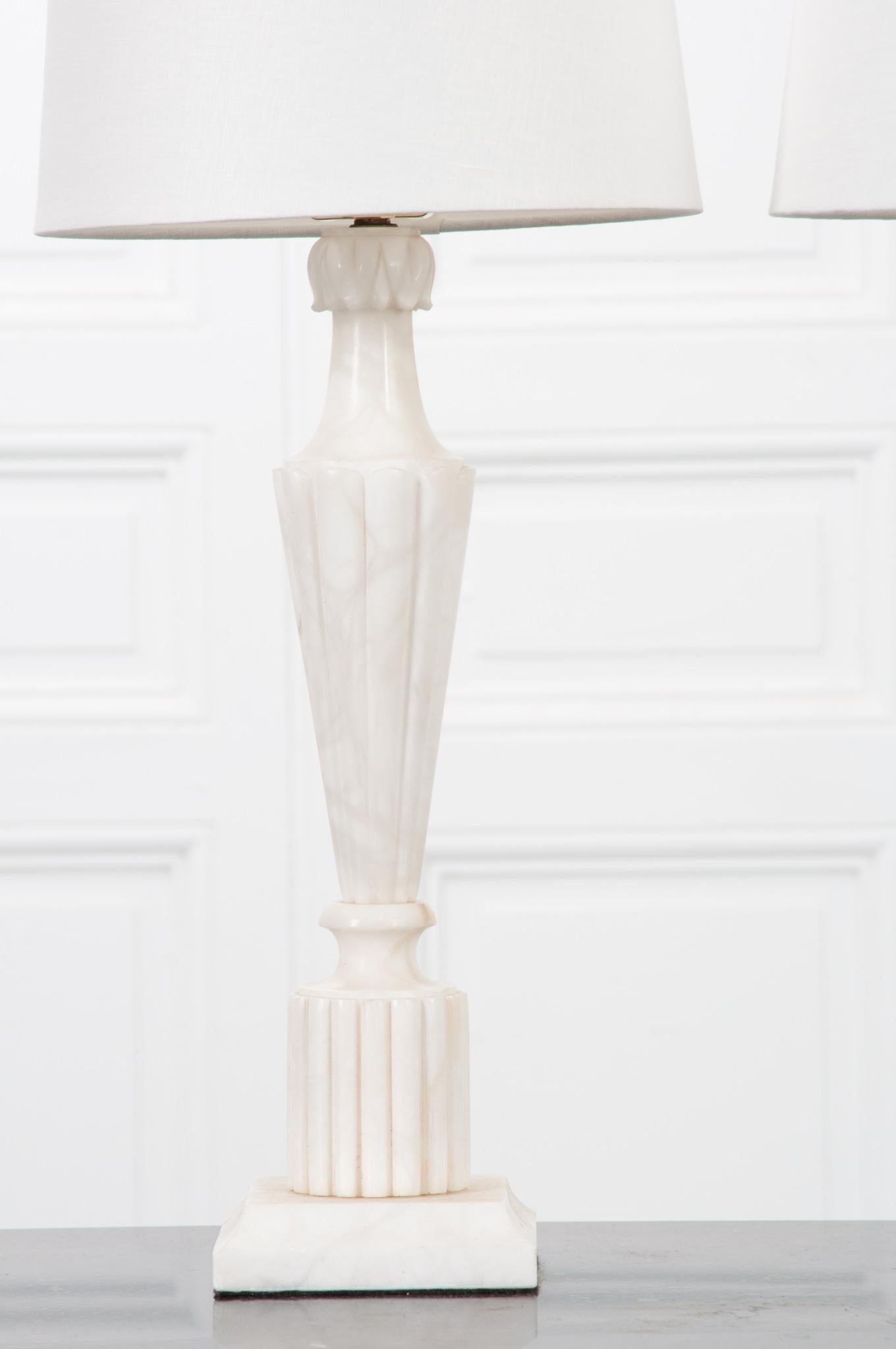 20th Century French Pair of Vintage Marble Lamps