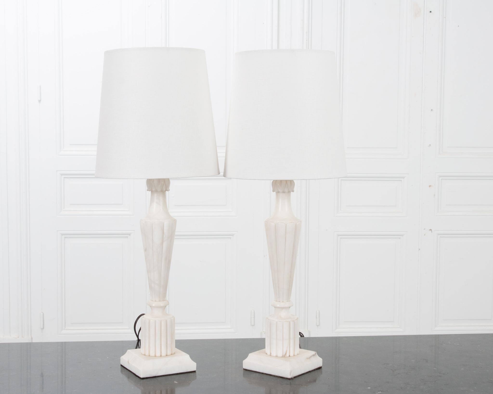 French Pair of Vintage Marble Lamps 2