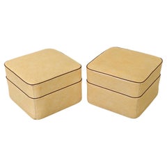 French Pair of Vintage Square Footstools