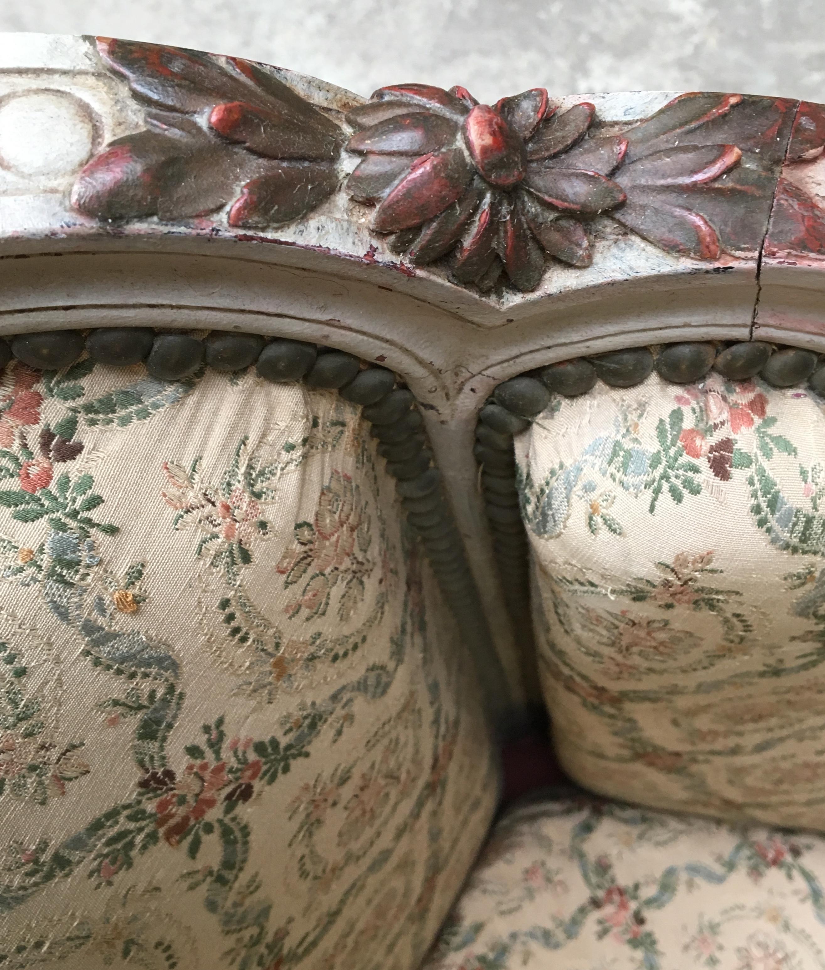French Pair of White Painted Rococo Bergère Armchairs 14