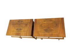 French Pair of White Skai Nightstands Side Cabinets Bedside Tables, circa 1960