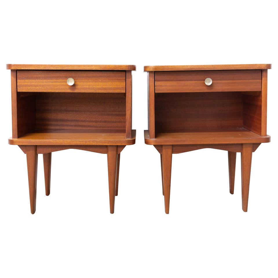 Pair of Distressed Dark Wood Large Nightstands Bedside Chests at 1stDibs