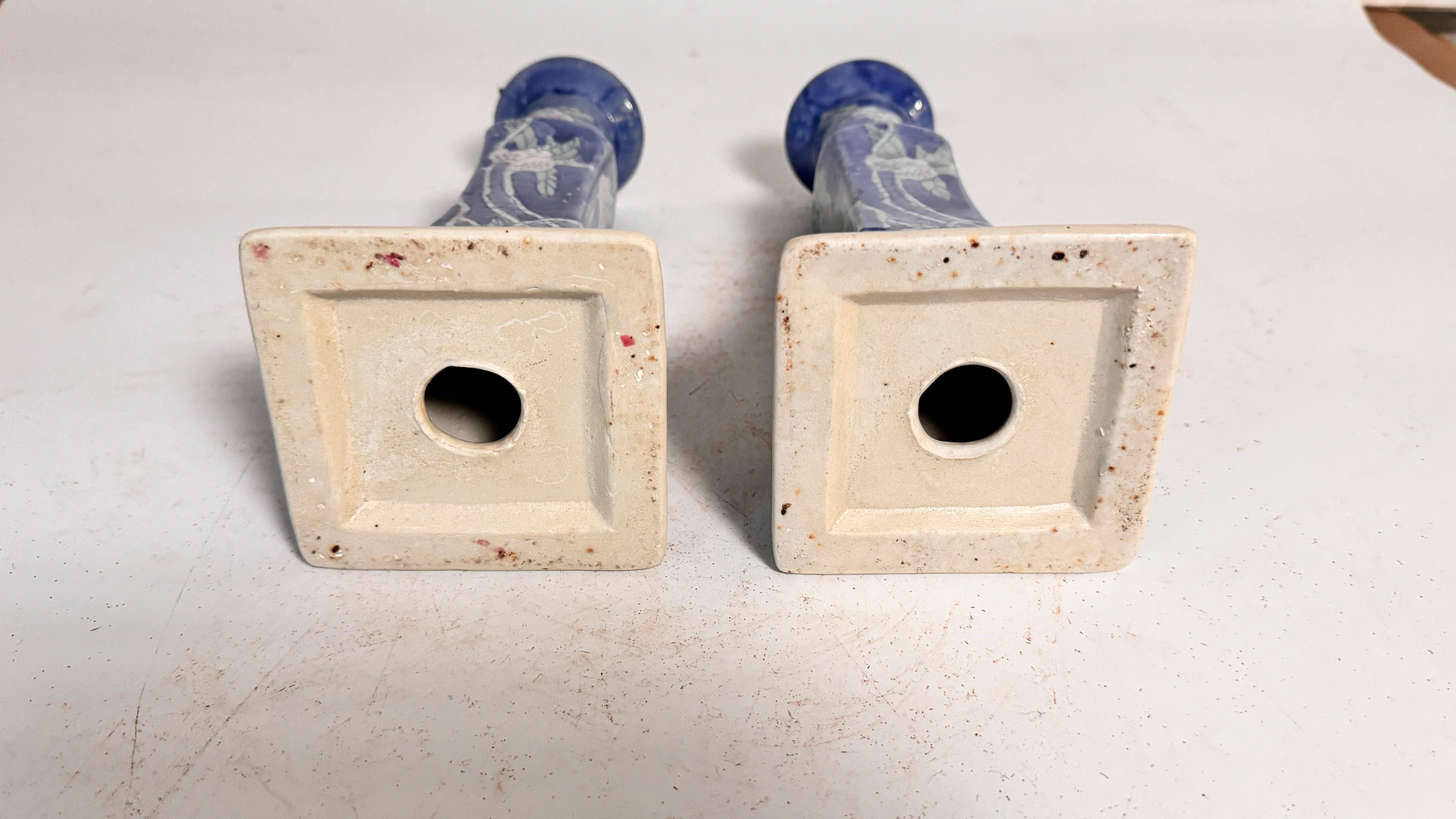 French Pair Pair of Candle holder In blue Ceramic France 1970s In Good Condition For Sale In Auribeau sur Siagne, FR