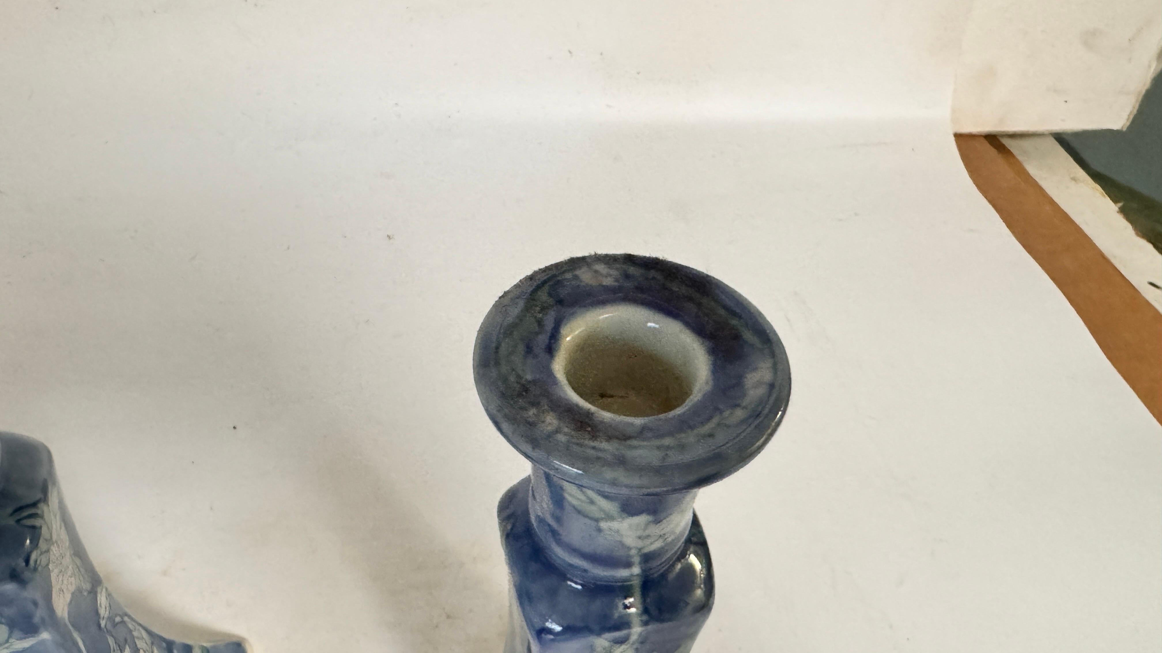 Late 20th Century French Pair Pair of Candle holder In blue Ceramic France 1970s For Sale