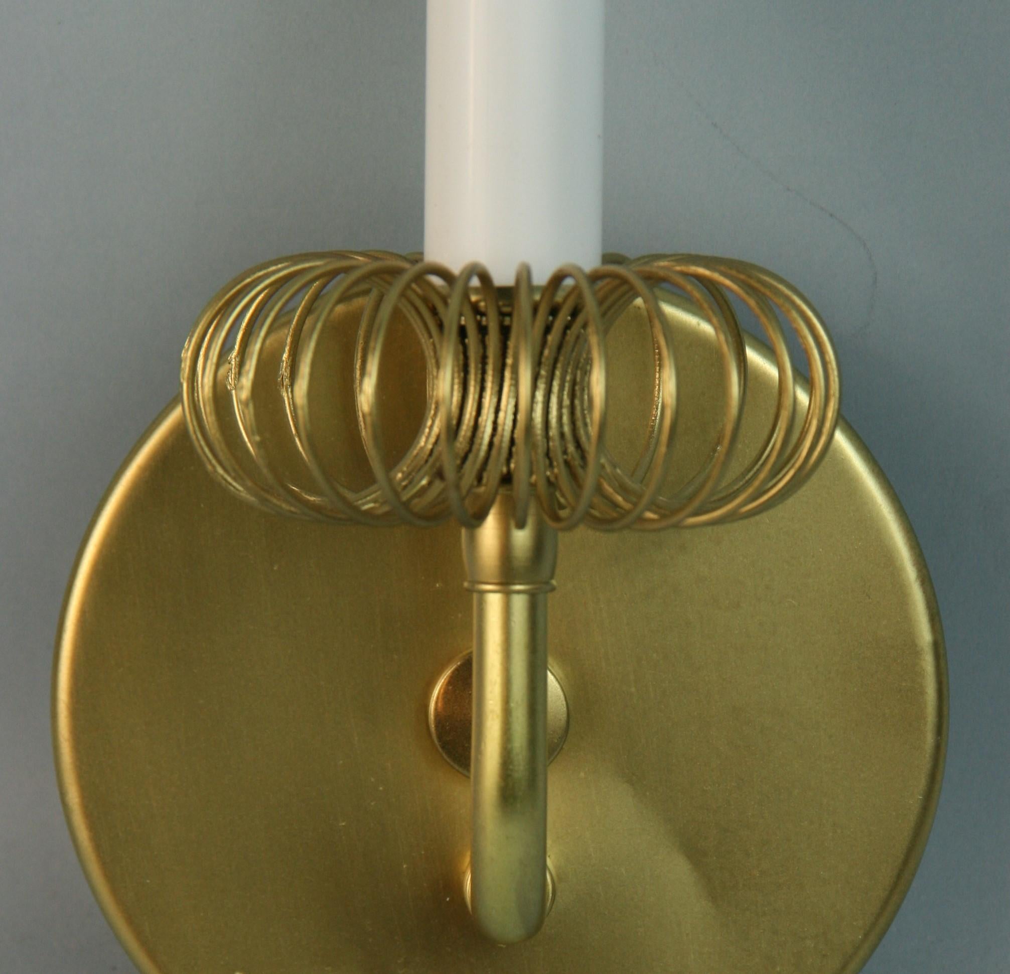 Late 20th Century French Pair Twirled Brass Sconces Circa 1970 For Sale