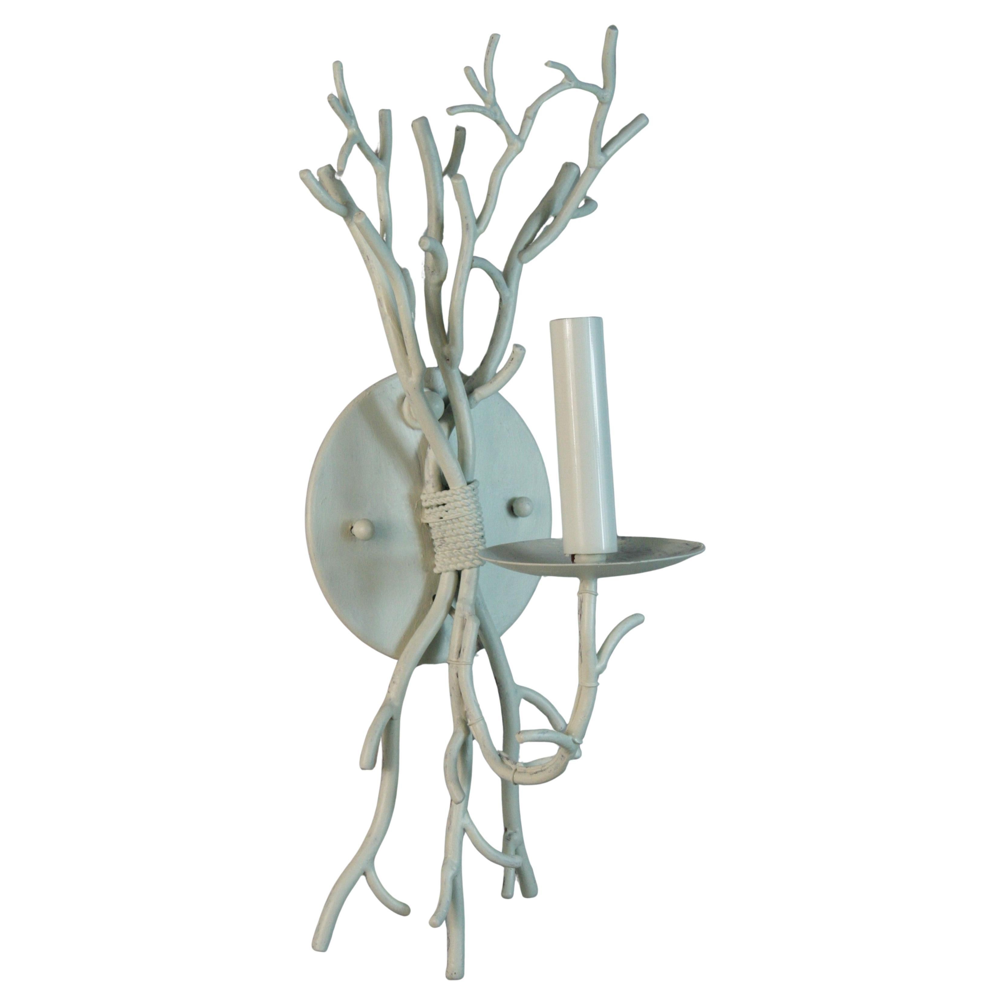 French  Pair  White Coral   Sconces Metal, 1960's
