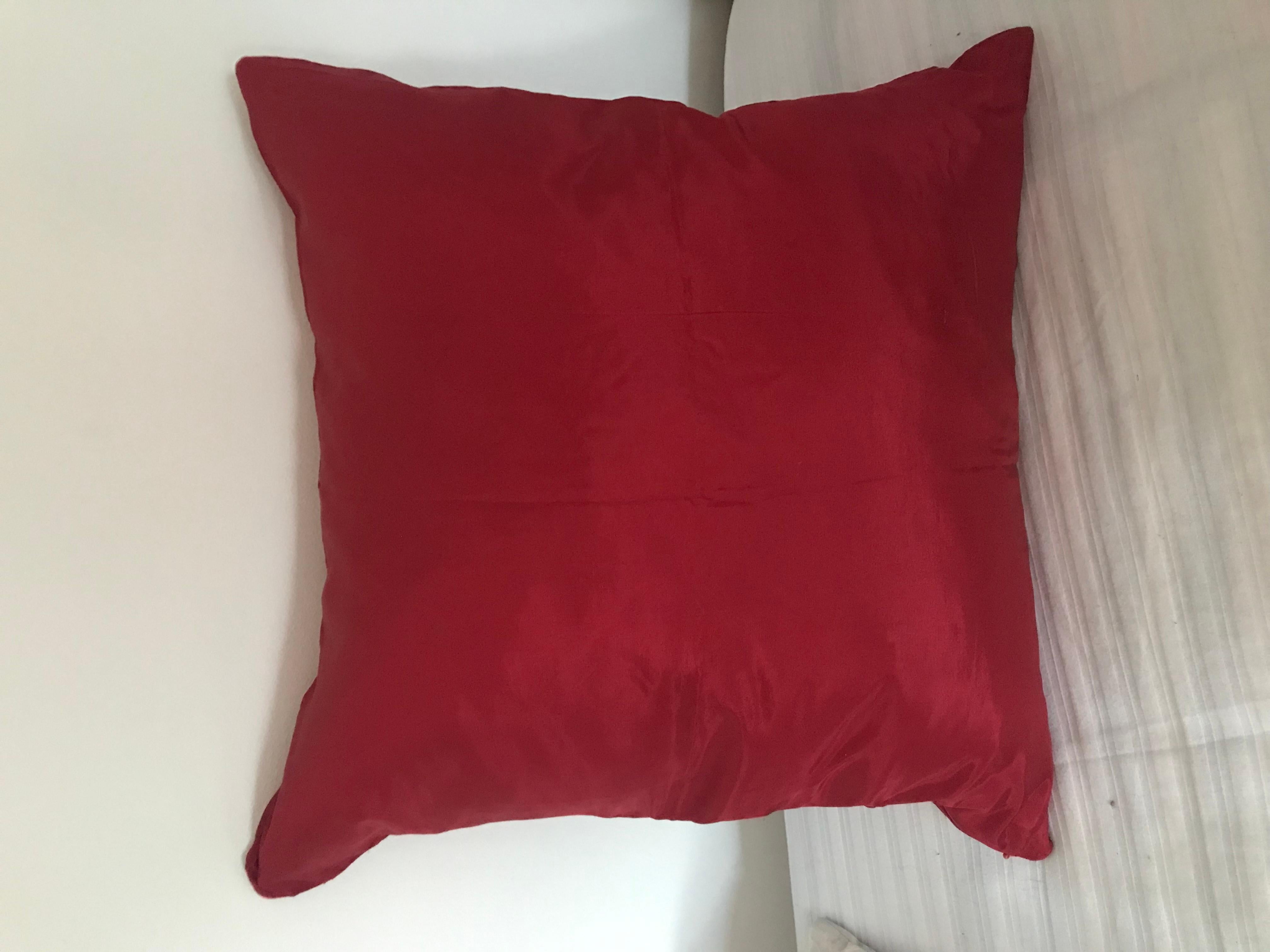 French Antique Embroidered Silk Pillow Sham For Sale