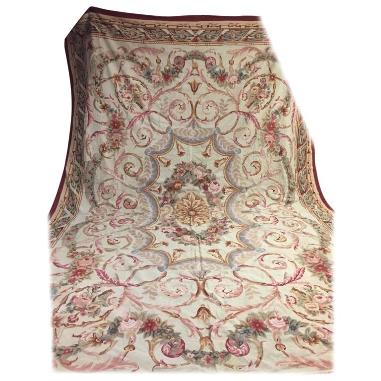 French Palace Aubusson Rug circa 1930 Very Large For Sale at 1stDibs