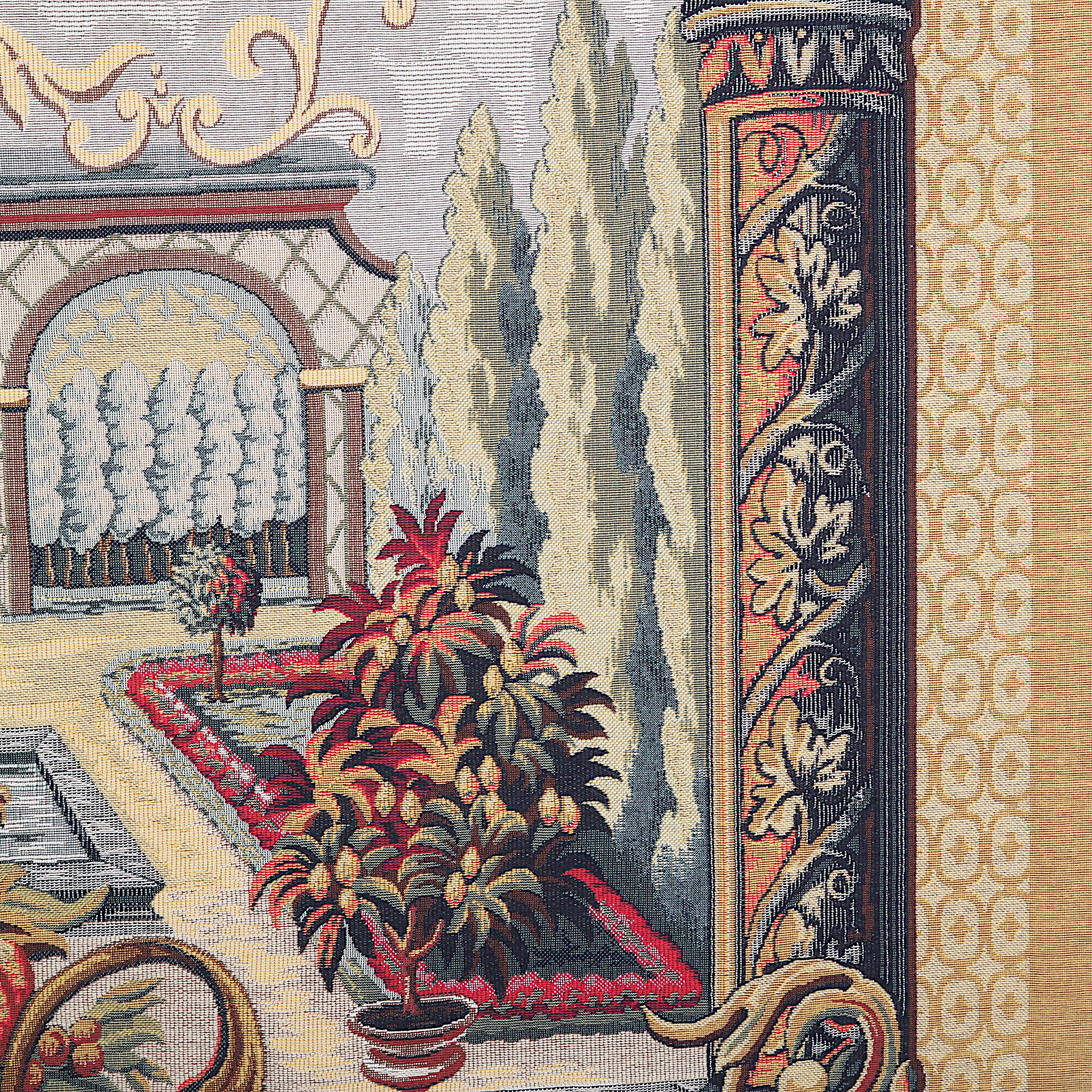 20th Century French Palace Scene Tapestry For Sale