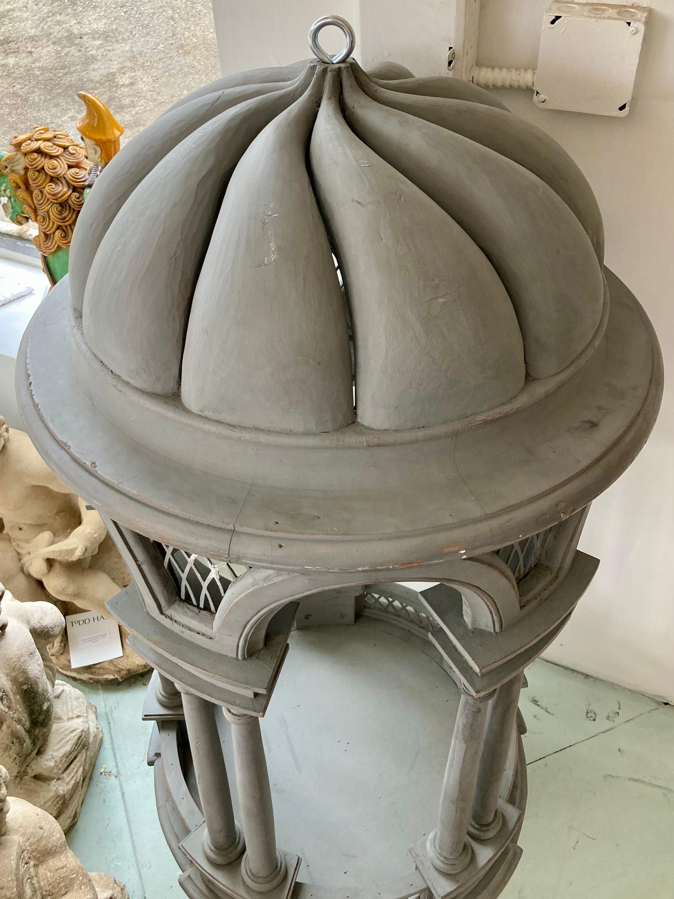 French Palace Size Carved Wood Architectural Lantern In Good Condition For Sale In Los Angeles, CA