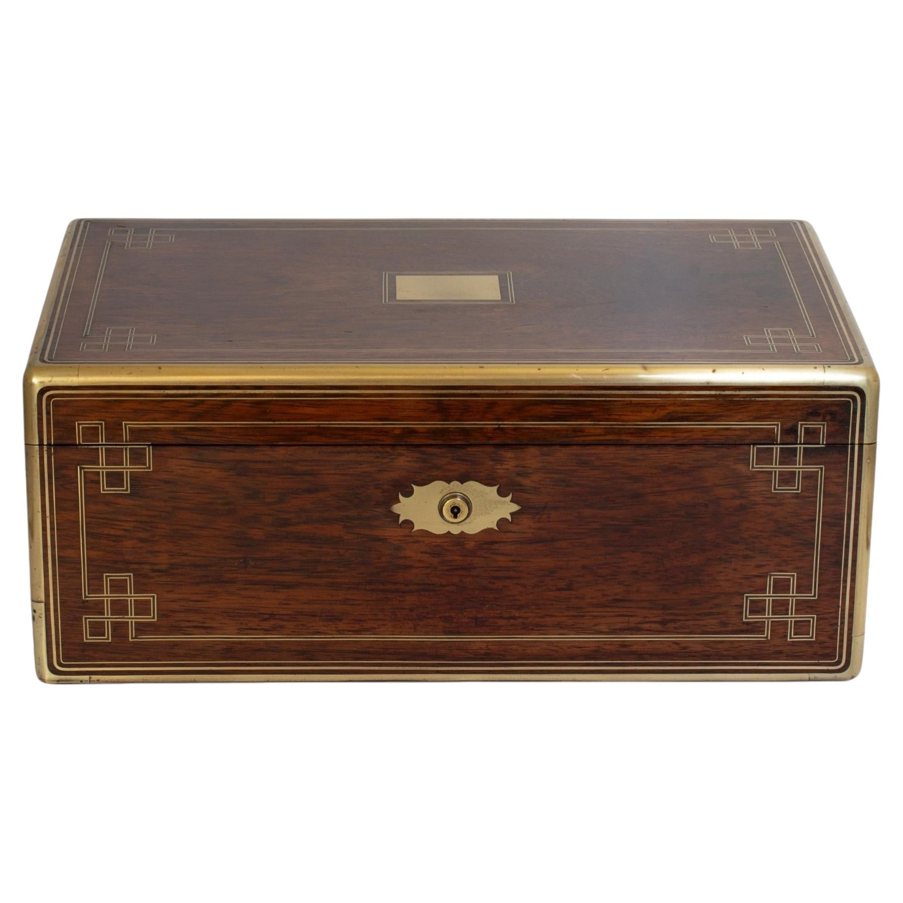 French Palais Royal Rosewood Writing Box by Taulin For Sale