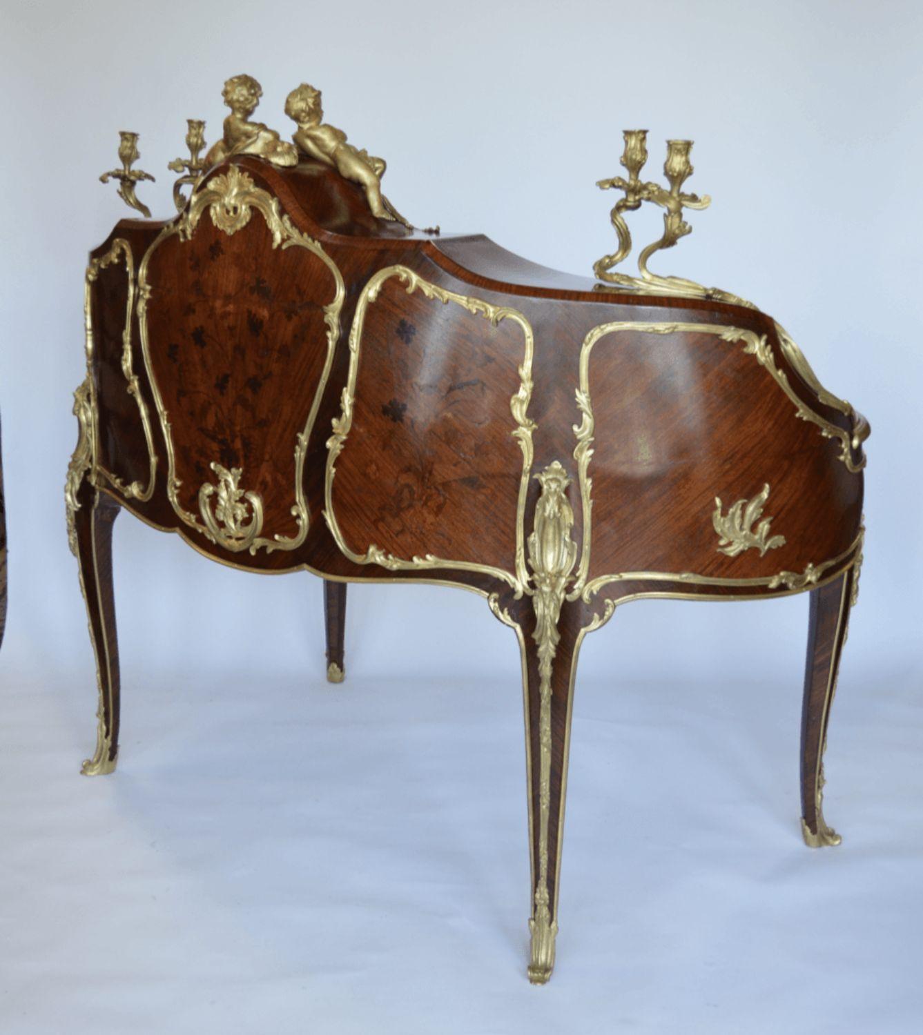 French Palatial Louis XV Gilt Bronze Bureau-Plat Cartonnier '19th Century' For Sale 5