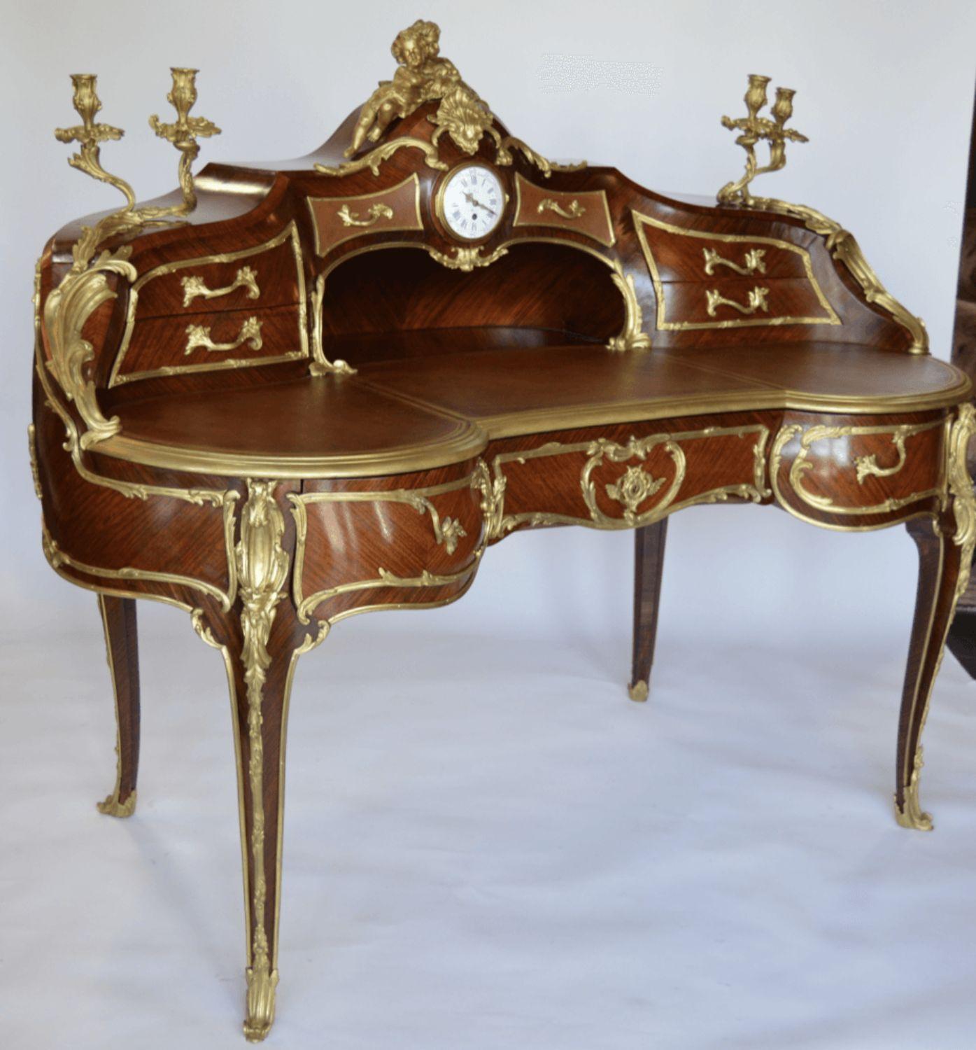 French Palatial Louis XV Gilt Bronze Bureau-Plat Cartonnier '19th Century' For Sale 6