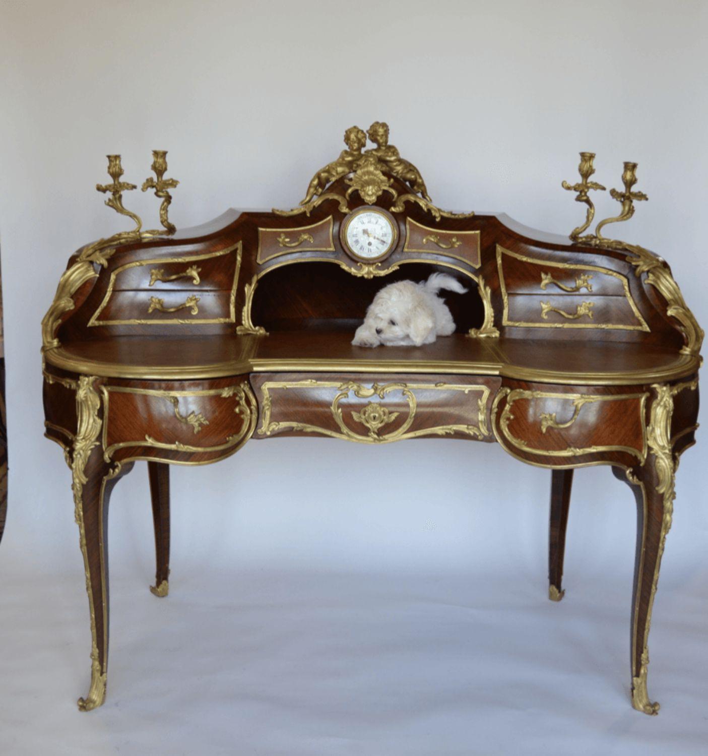 French Palatial Louis XV Gilt Bronze Bureau-Plat Cartonnier '19th Century' For Sale 7