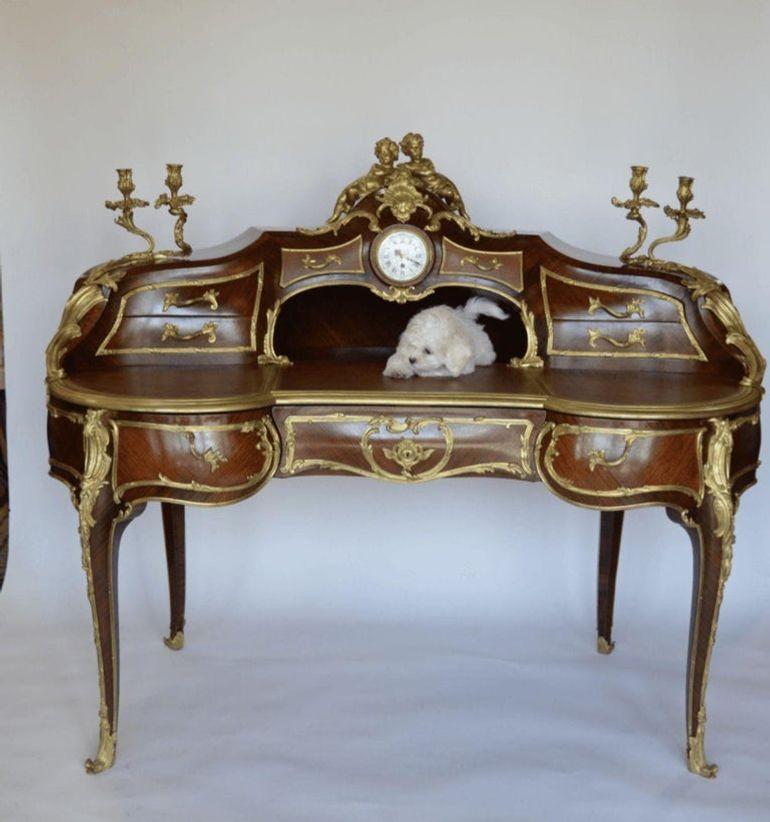 French Palatial Louis XV Gilt Bronze Bureau-Plat Cartonnier '19th Century' For Sale 7