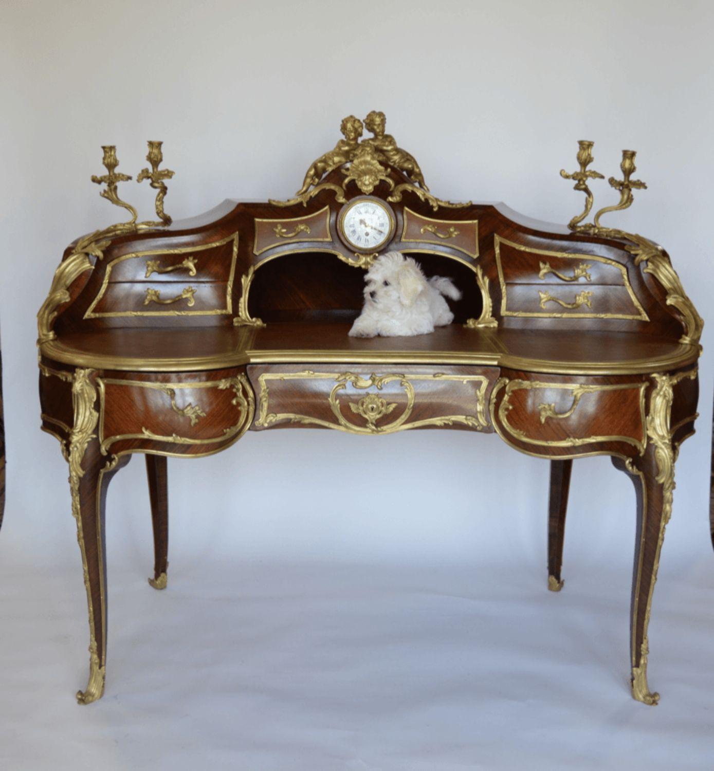 French Palatial Louis XV Gilt Bronze Bureau-Plat Cartonnier '19th Century' For Sale 8