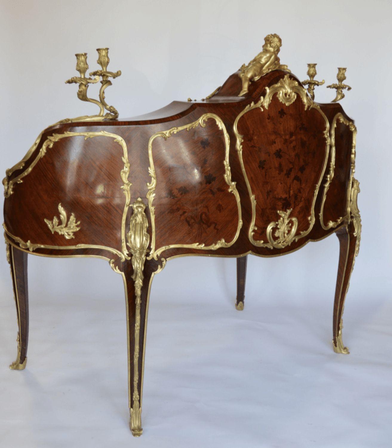 French Palatial Louis XV Gilt Bronze Bureau-Plat Cartonnier '19th Century' For Sale 3
