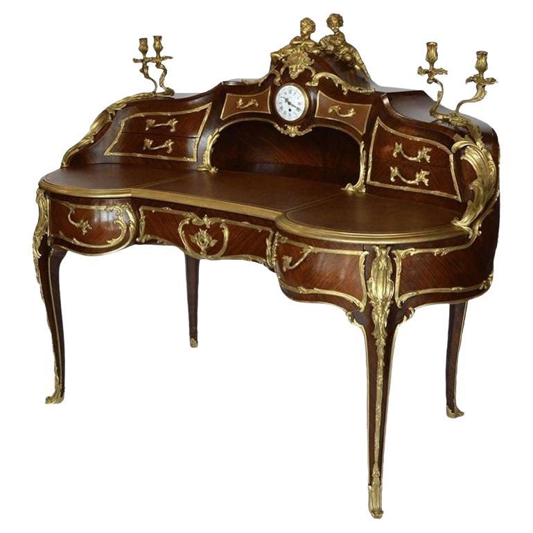 French Palatial Louis XV Gilt Bronze Bureau-Plat Cartonnier '19th Century' For Sale