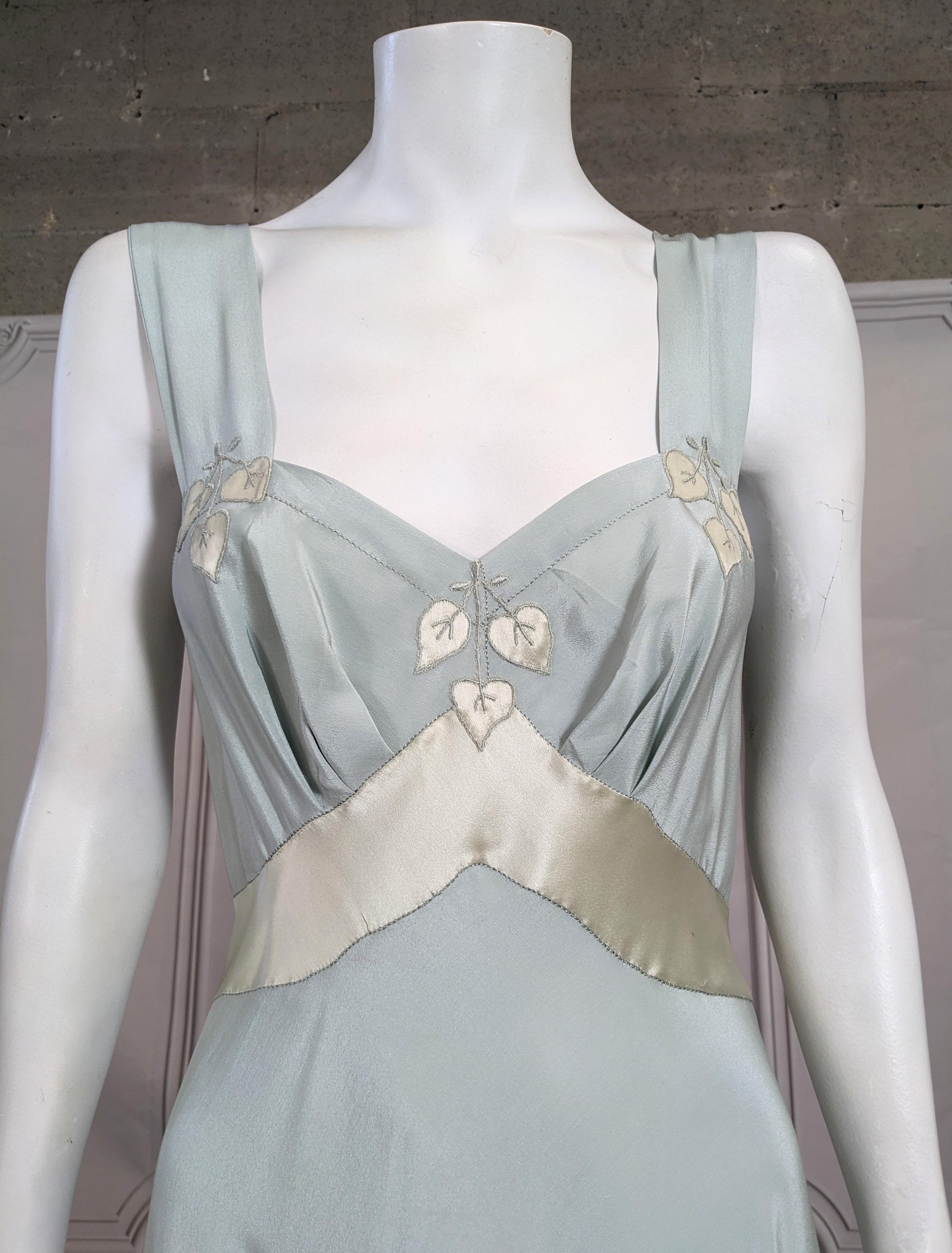   French Pale Slate Blue 1930s Silk Gown For Sale 14