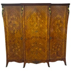 Antique French Palisander Marquetry Armoire Louis XV Style