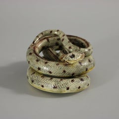 French Palissy Majolica Coiled Snake Figure