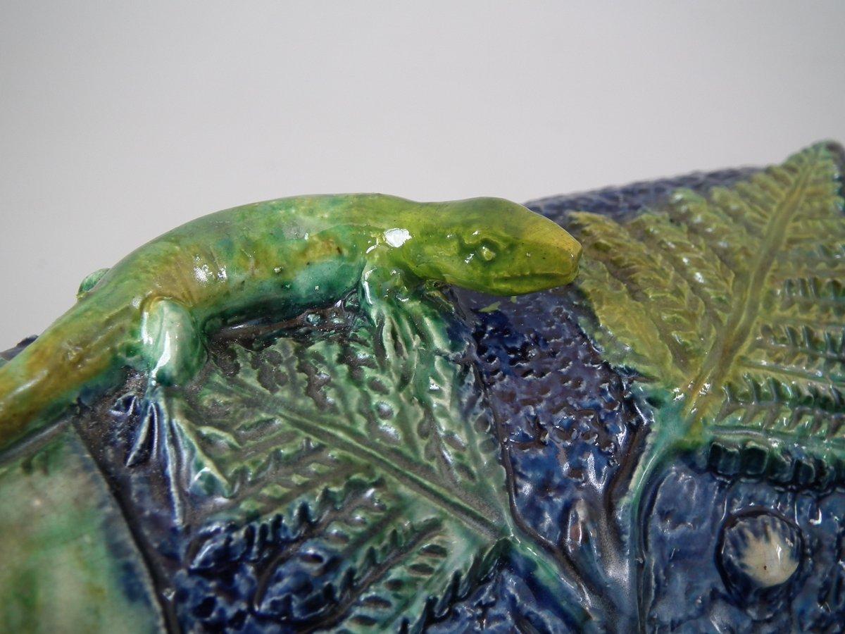 French Palissy Majolica Crayfish, Snake & Lizard Platter For Sale 1