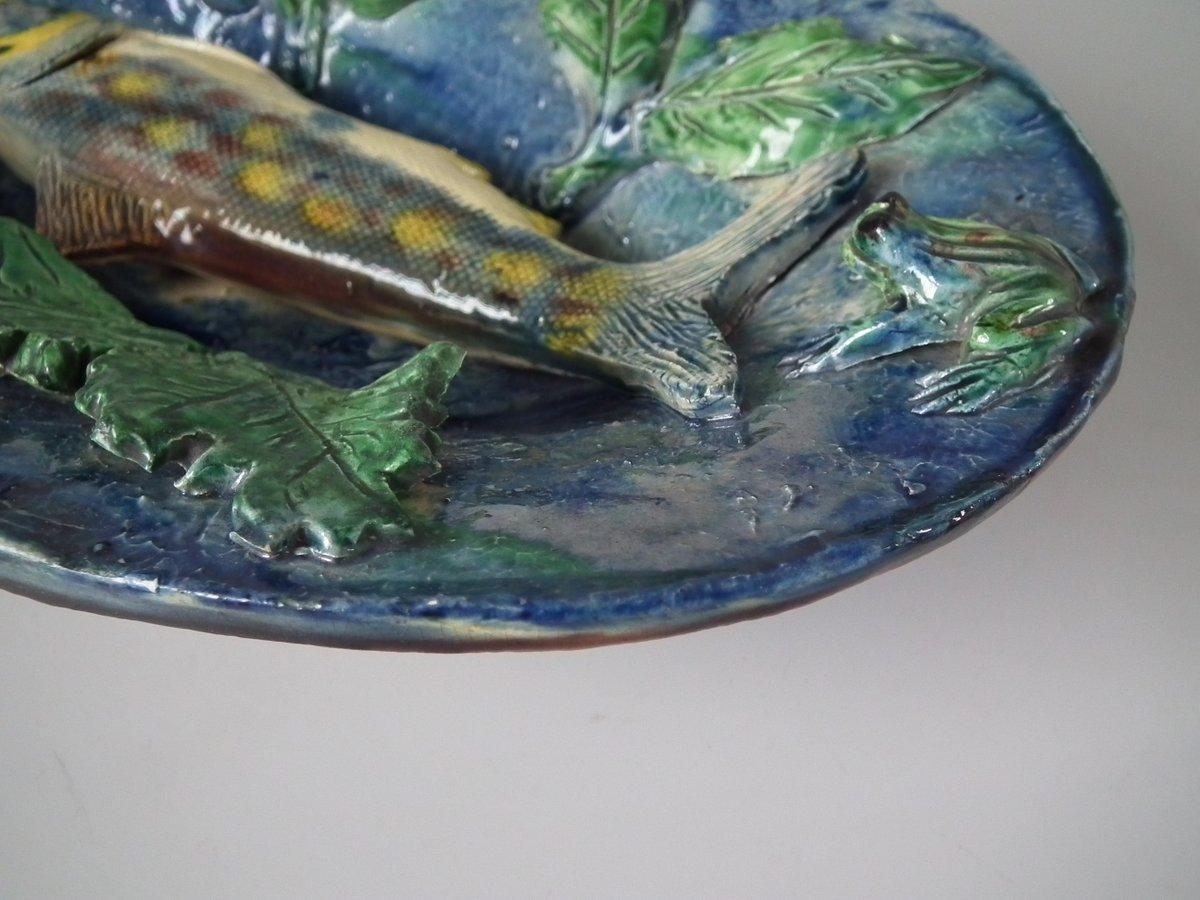 French Palissy Majolica Fish Wall Platter 9