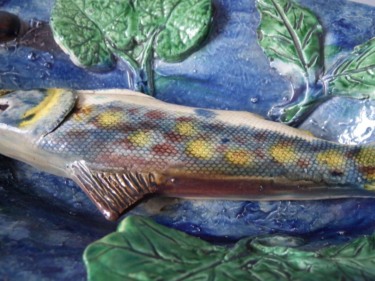 French Palissy Majolica Fish Wall Platter 14