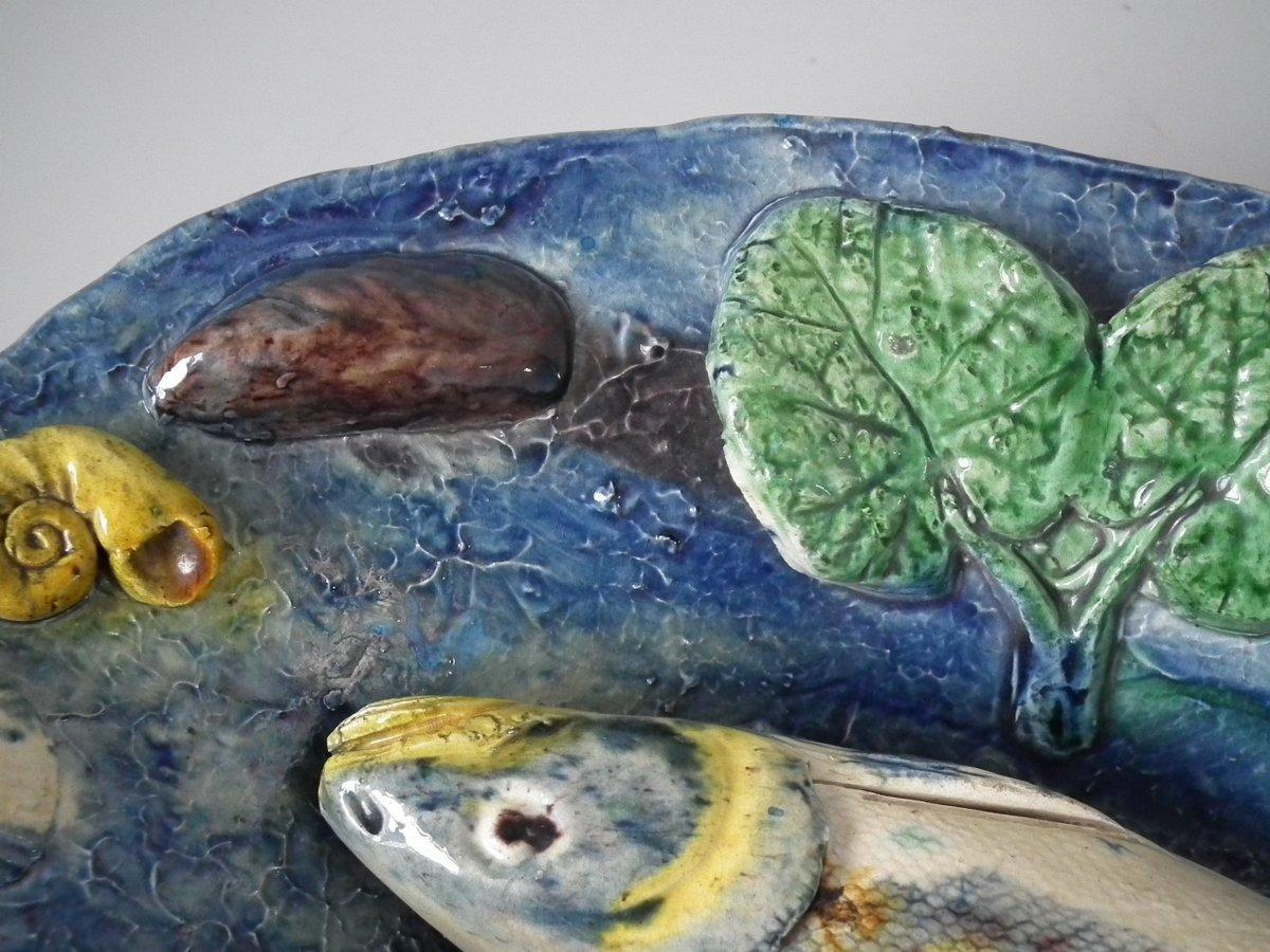 French Palissy Majolica Fish Wall Platter In Good Condition In Chelmsford, Essex