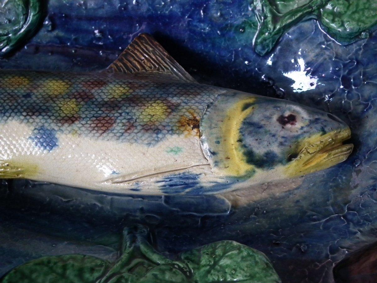 French Palissy Majolica Fish Wall Platter 1