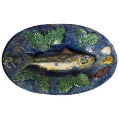 Antique French Palissy Majolica Fish Wall Platter