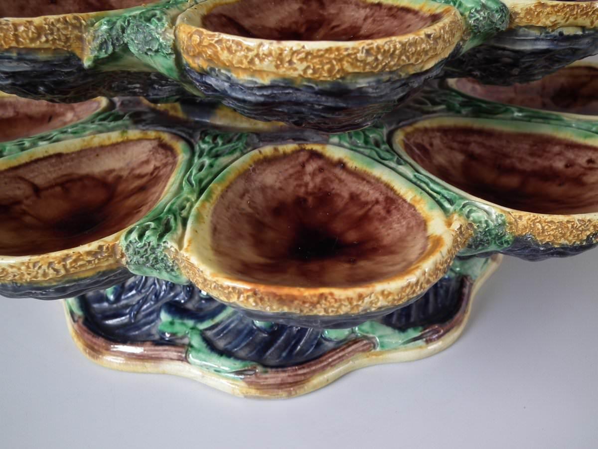 French Palissy Majolica Oyster Stand 9