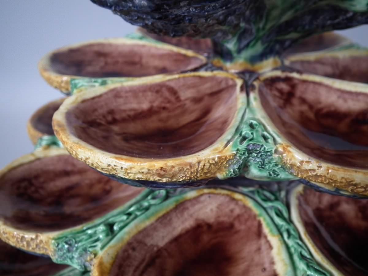 French Palissy Majolica Oyster Stand 11