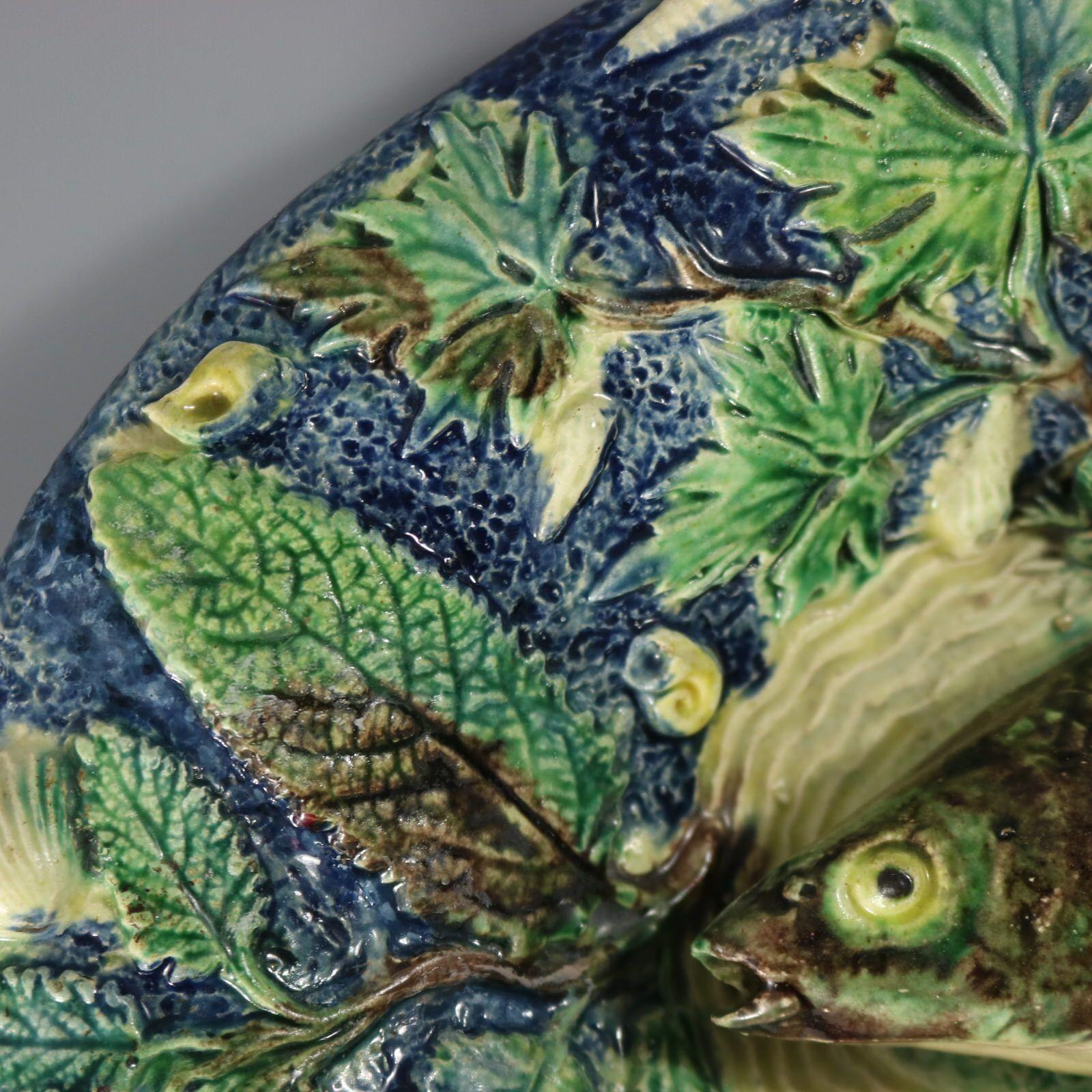 French Palissy Majolica Platter with Fish For Sale 6