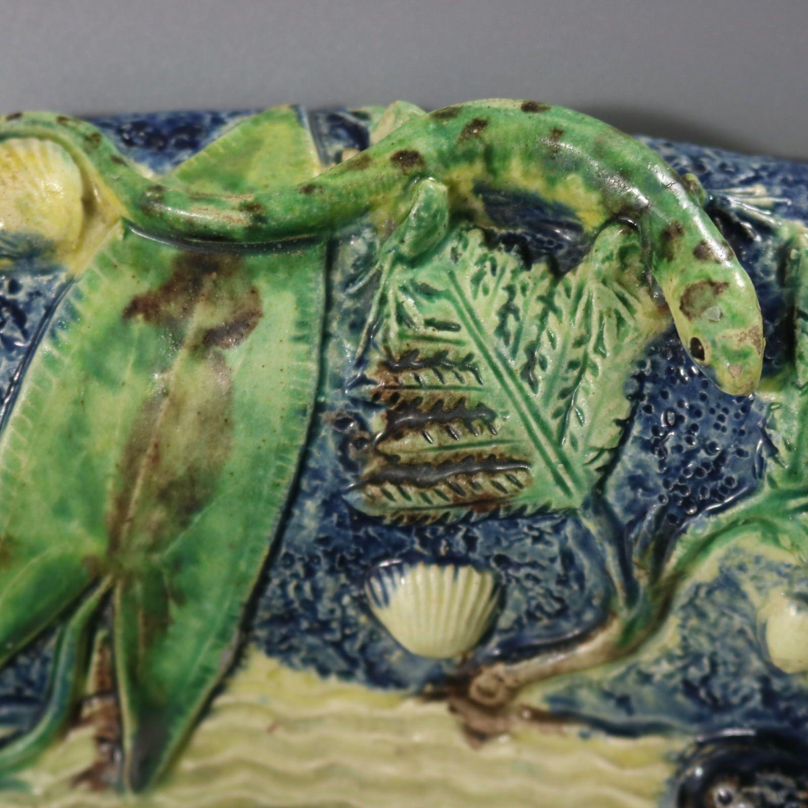 French Palissy Majolica Platter with Fish For Sale 4