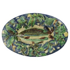 French Palissy Majolica Platter with Fish