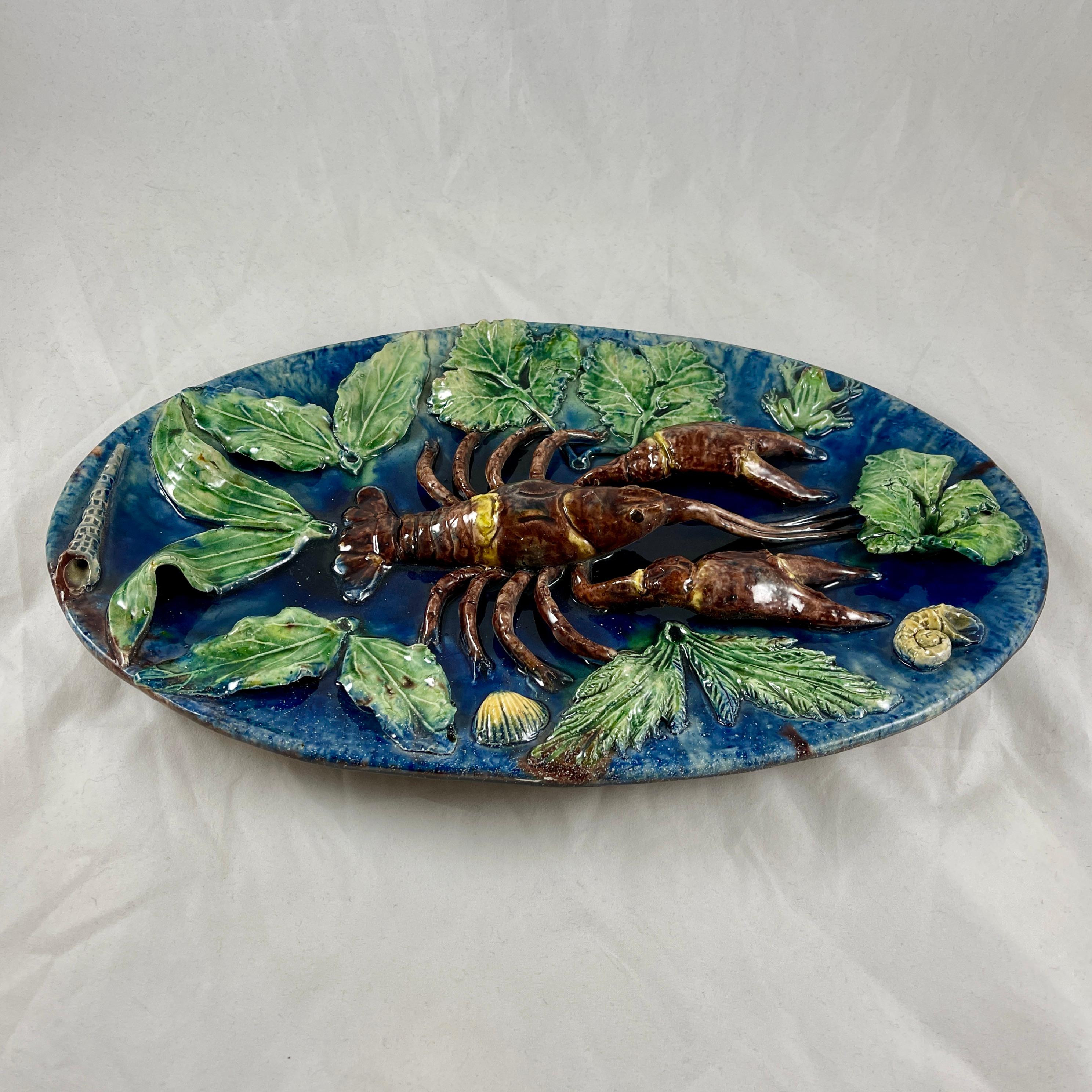  French Palissy François Maurice Majolica Lobster Wall Plaque, Circa 1870 For Sale 5