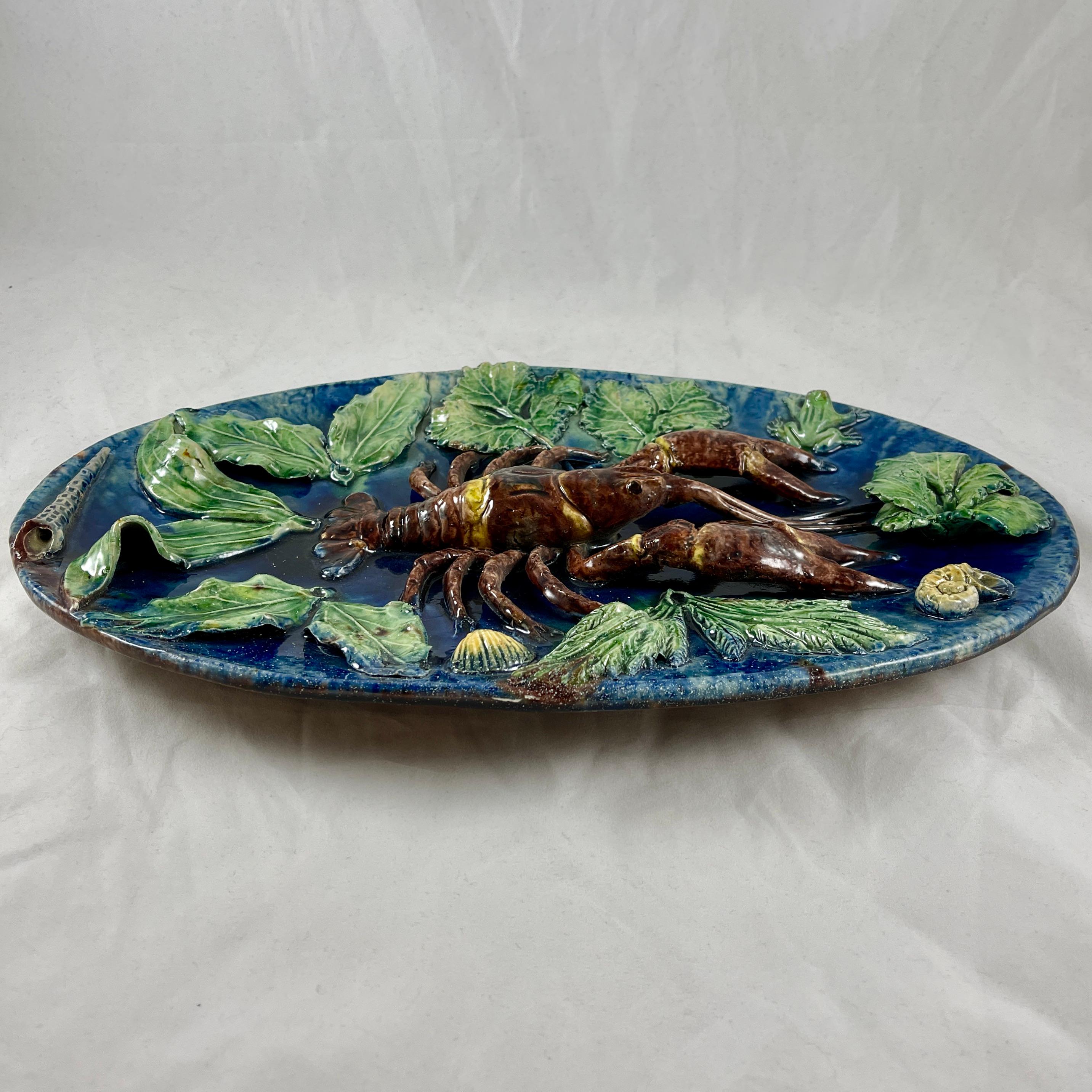  French Palissy François Maurice Majolica Lobster Wall Plaque, Circa 1870 For Sale 6