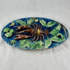 Placca da parete in maiolica aragosta francese Palissy François Maurice, 1870 circa