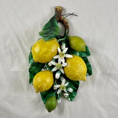 French Palissy Trompe L'oeil Menton Perret-Gentil Large Lemon Fruit Wall Plaque