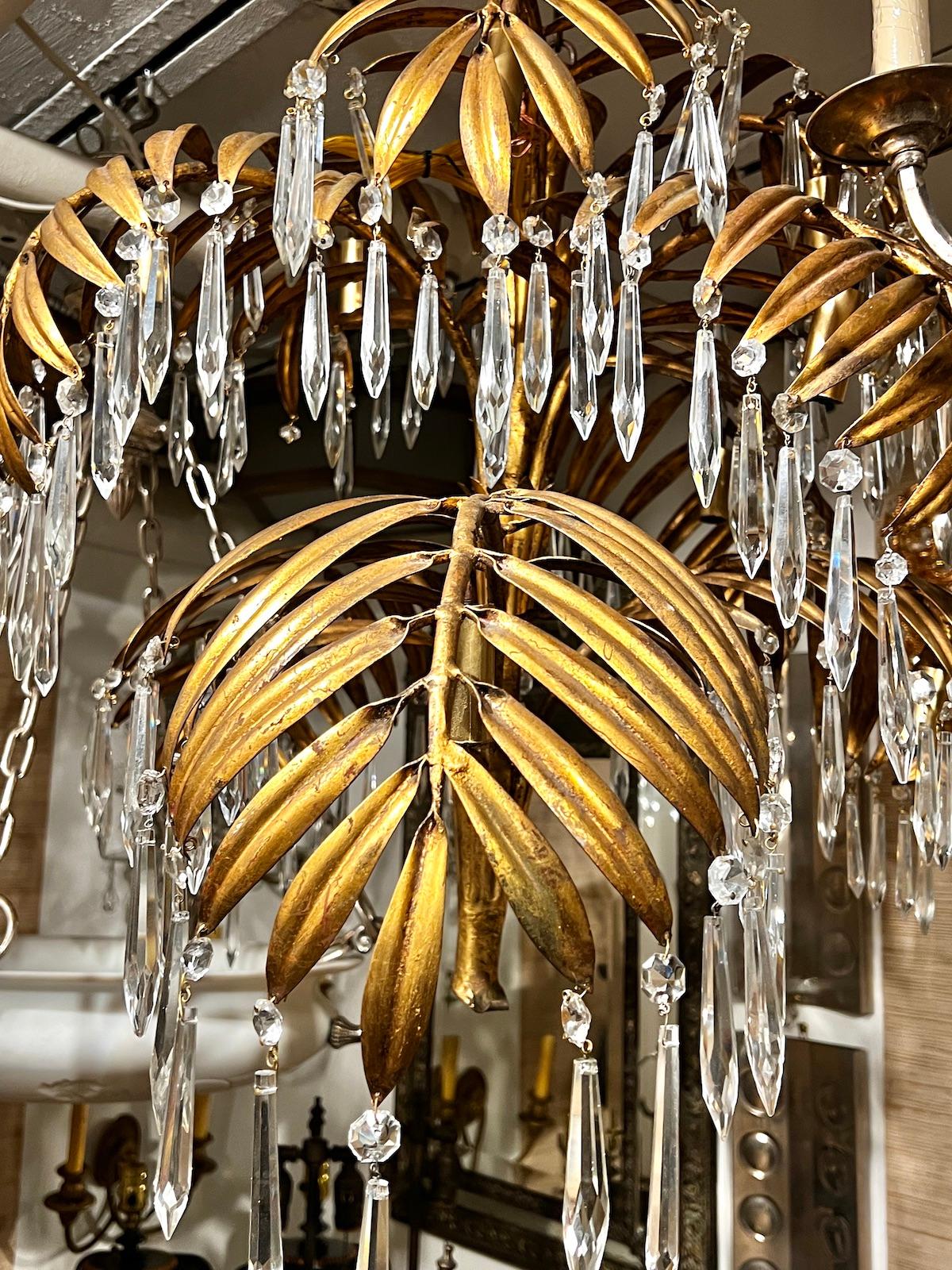 French Palm Tree Chandelier In Good Condition For Sale In New York, NY