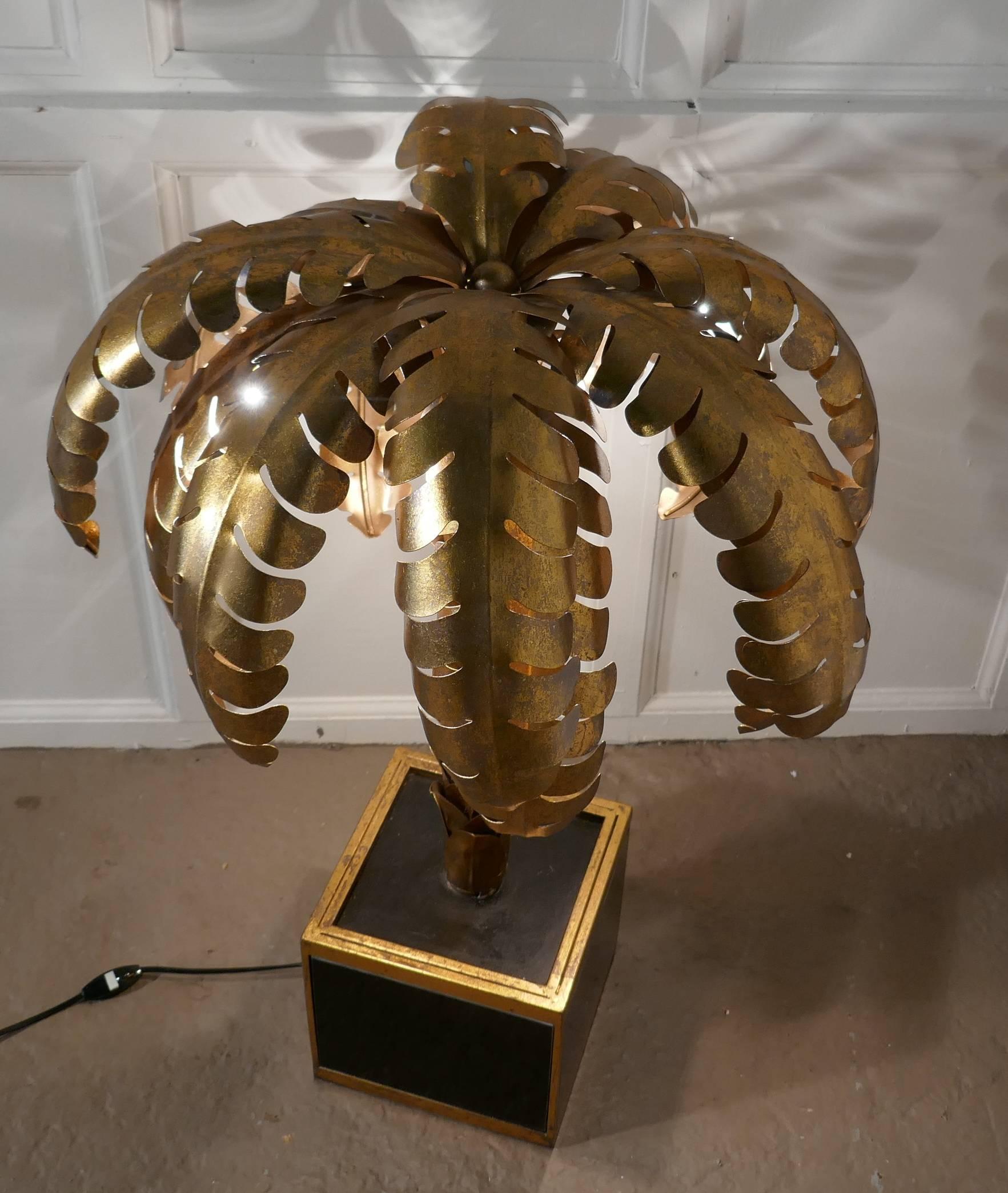 20th Century French Palm Tree Tole Ware Table Lamp from Maison Jansen, circa 1970
